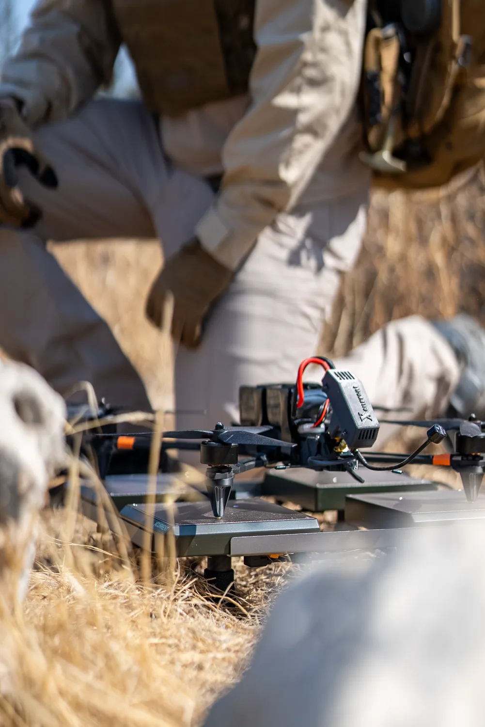 Unmanned aerial systems on XPAD charging platforms in the field, ready to launch